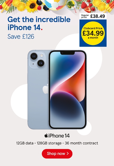 Save £126 on incredible iPhone 14 with our clubcard prices