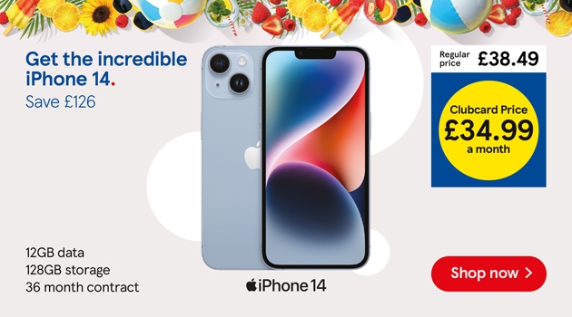 Save £126 on incredible iPhone 14 with our clubcard prices
