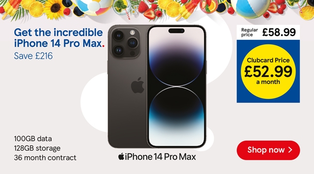 Save £216 on incredible iPhone 14 with Max with our clubcard prices