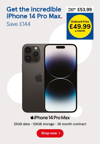 Save £144 on incredible iPhone 14 Max with our Clubcard prices