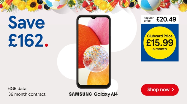Save £162 on Samsung Galaxy A14 with clubcard prices