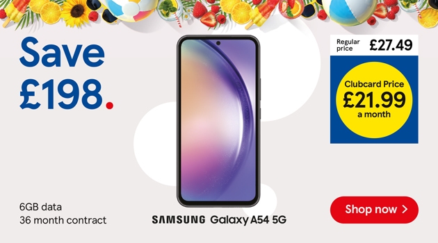 Save £198 on the Samsung Galaxy A54 5G with clubcard Prices 