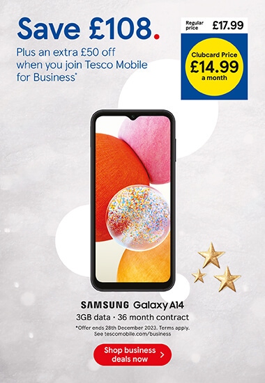 Save £108 on Samsung Galaxy A14 with Clubcard prices