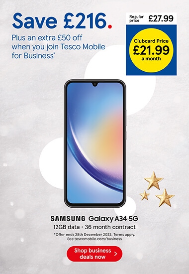 Save £216 on Samsung Galaxy A34 5G  with Clubcard prices