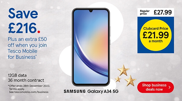 Save £216 on Samsung Galaxy A34 5G  with Clubcard prices
